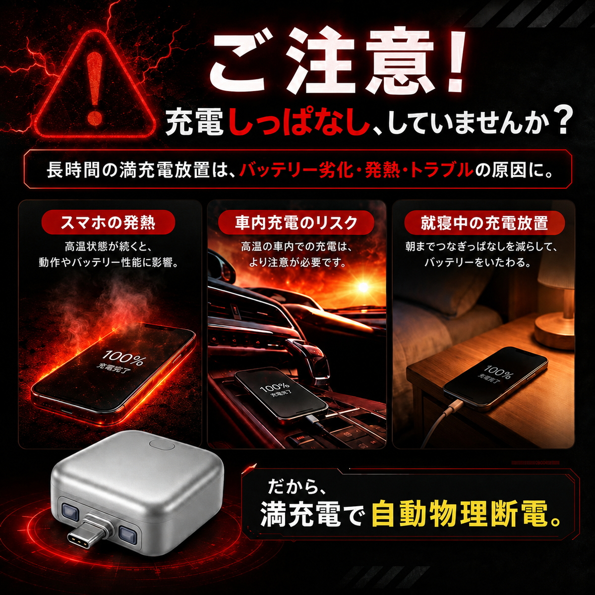 SafeChargeOne™ - 満充電で自動物理断電